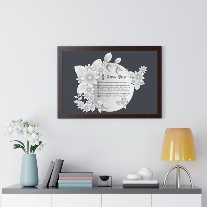 It's Just a Phrase "I Love You" Framed Acrostic Poem Print- Floral