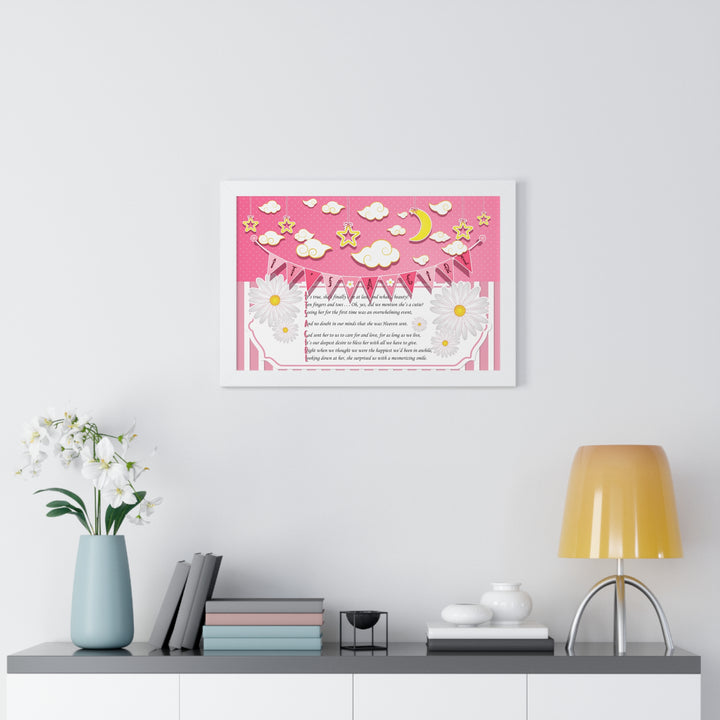 Baby Steps "It's a Girl" Framed Print - Pink Stripes -No Personalization