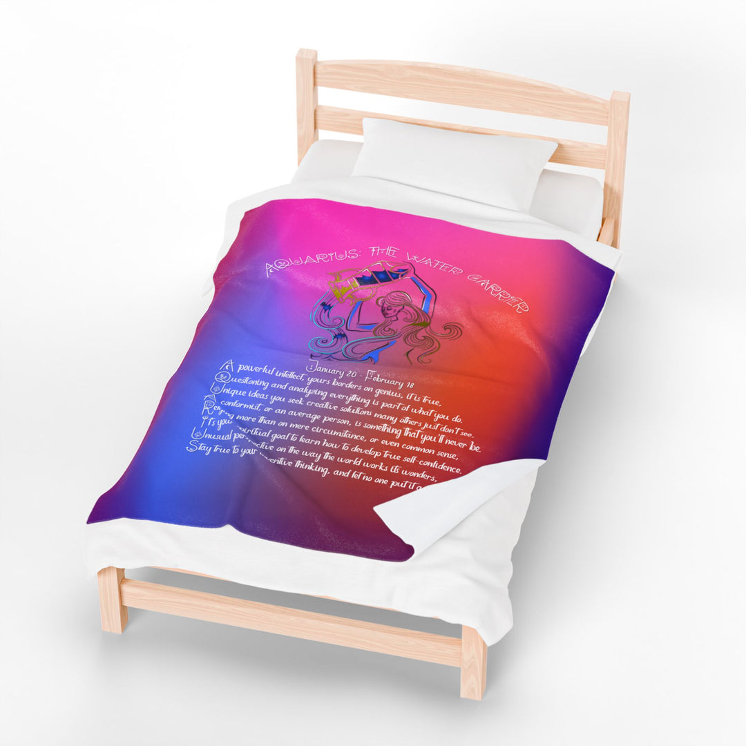 Aquarius Acrostic Poem Velveteen Plush Blanket - Colored