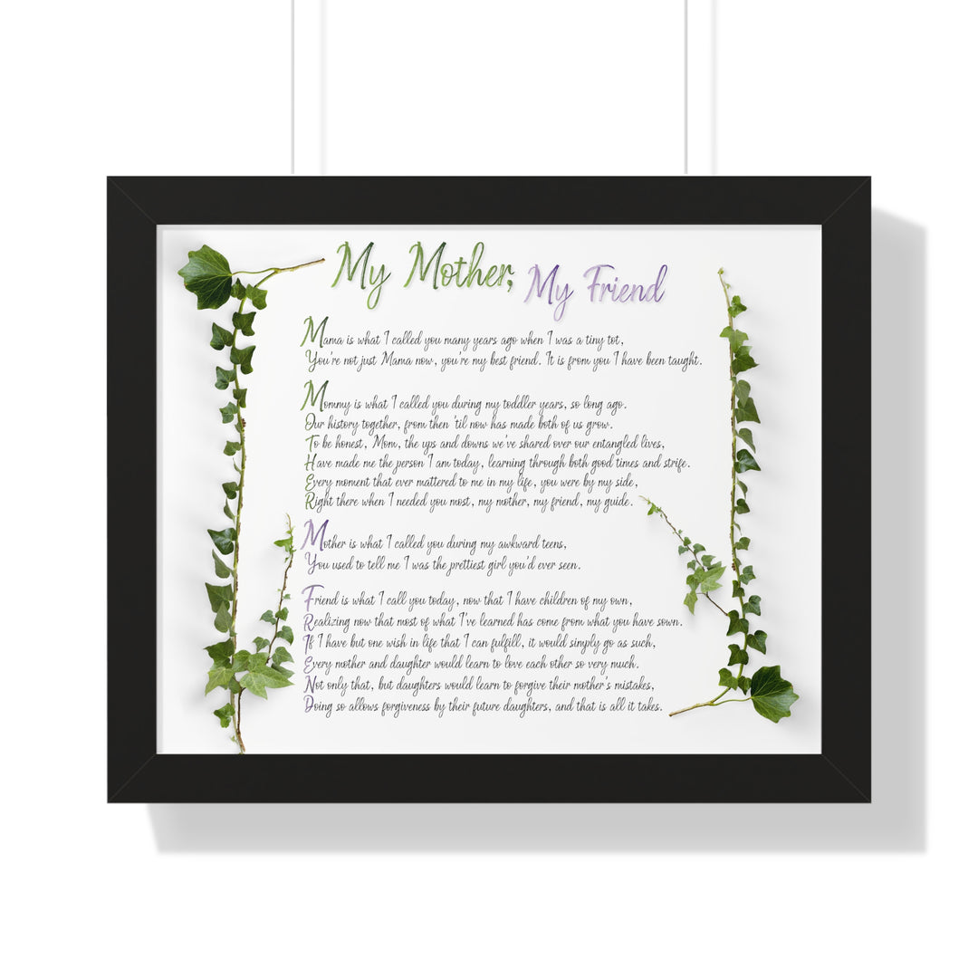 It's Just a Phrase "My Mother, My Friend" Framed Acrostic Poem Print