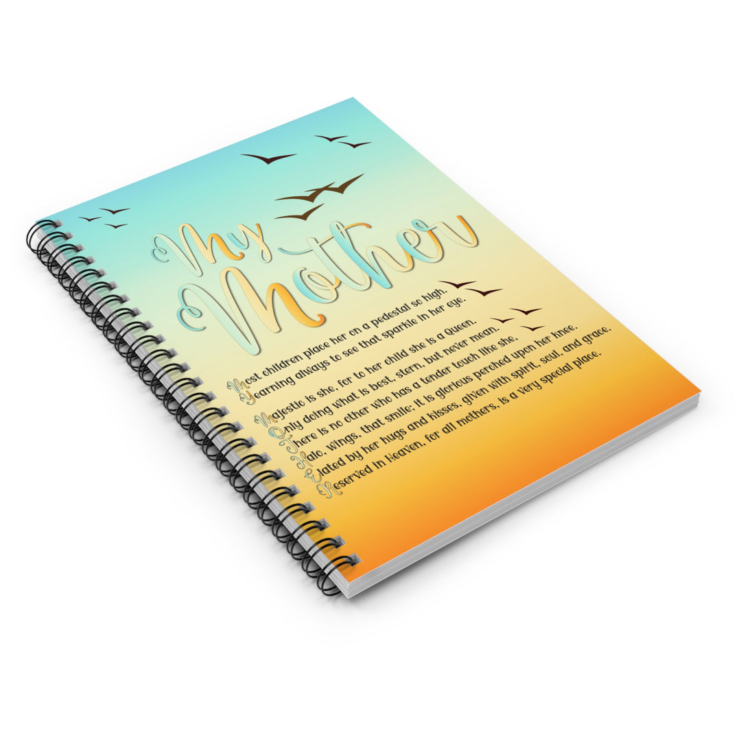 My Mother Acrostic Poem Spiral Notebook - Birds