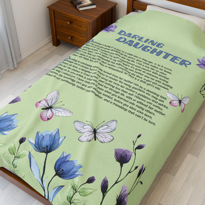 Darling Daughter Acrostic Poem Velveteen Plush Blanket - Floral Design