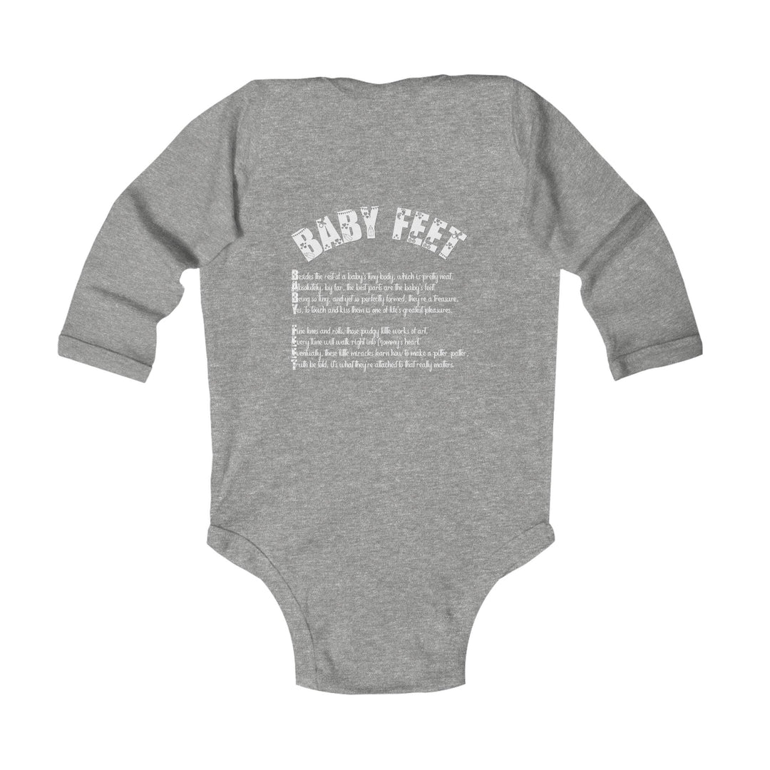 Baby Feet Acrostic Poem Infant Long Sleeve Bodysuit -Pink-Gold Footprints