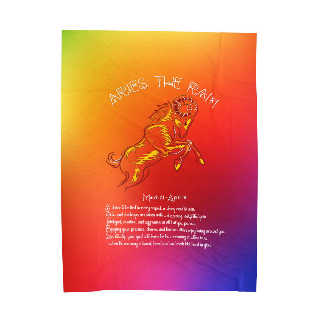 Aries Acrostic Poem Velveteen Plush Blanket - Colored