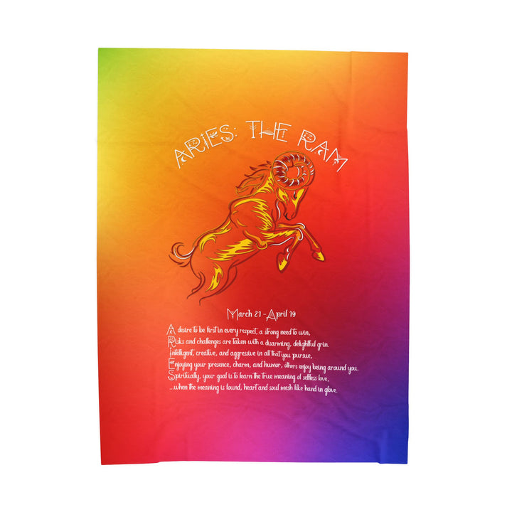 Aries Acrostic Poem Velveteen Plush Blanket - Colored