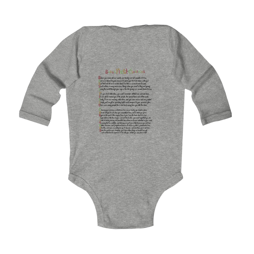 Baby’s First Christmas Acrostic Poem Infant Long Sleeve Bodysuit - Fun Font