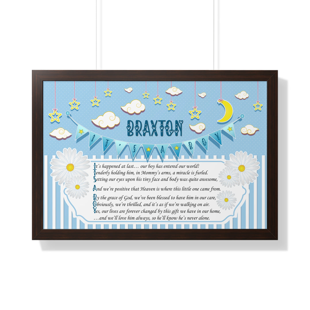 Baby Steps "It's a Boy" Framed Print Collection - Blue Stripes - Personalized