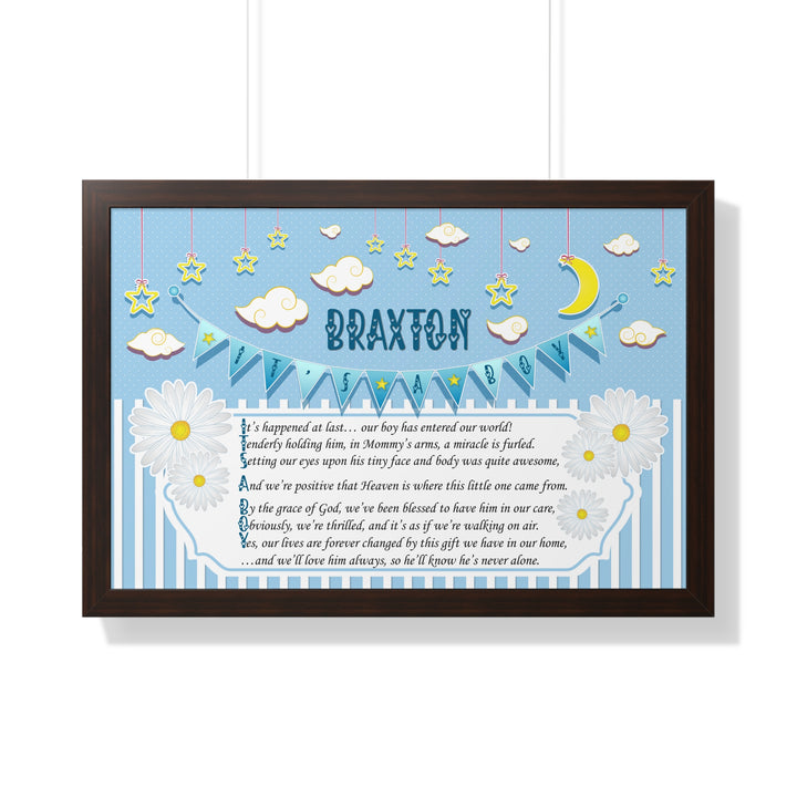 Baby Steps "It's a Boy" Framed Print Collection - Blue Stripes - Personalized