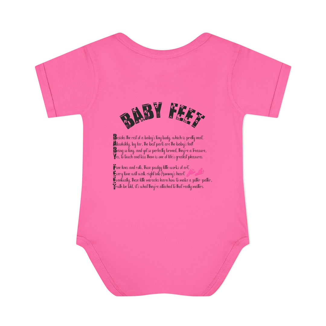 Baby Steps "Baby Feet" Acrostic Poem Bodysuit - Pink Footprints