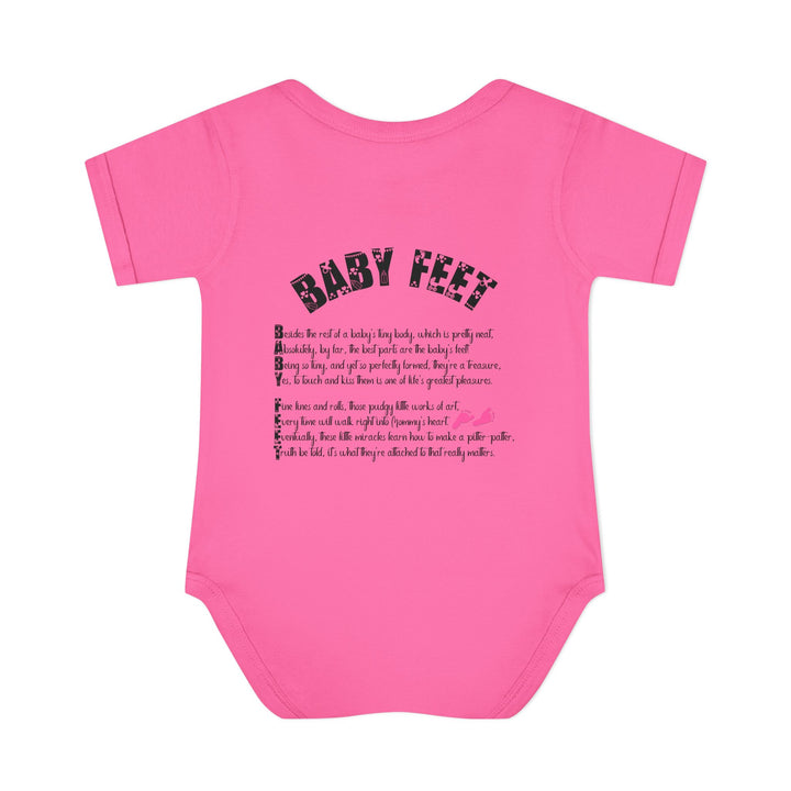 Baby Steps "Baby Feet" Acrostic Poem Bodysuit - Pink Footprints
