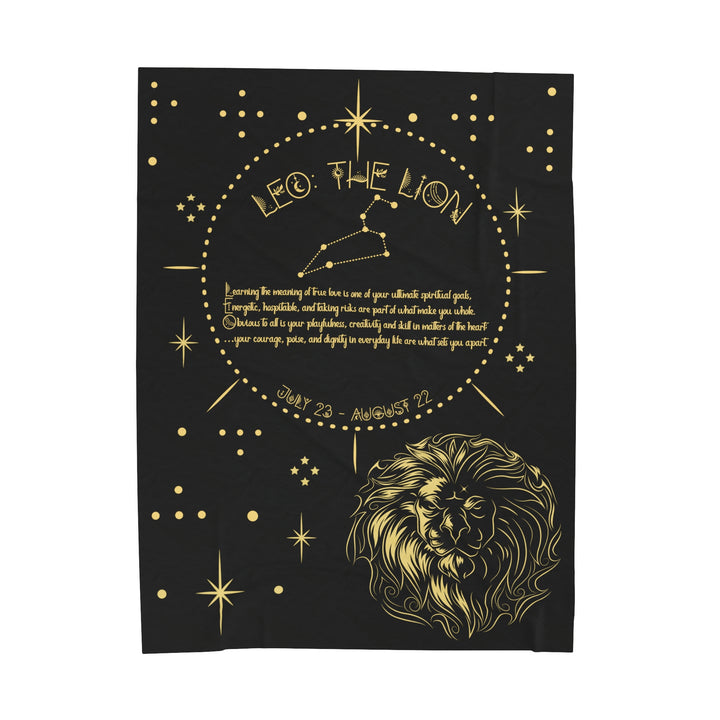 Written in the Stars Velveteen plush blanket with acrostic poem spelling out "Leo"