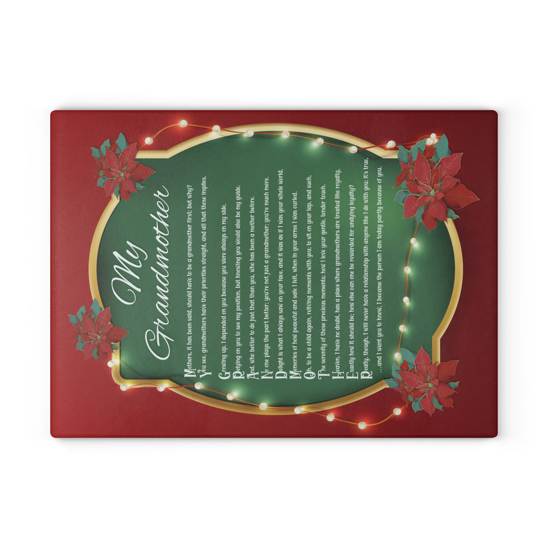 My Grandmother Acrostic Poem Glass Cutting Board - Poinsettias