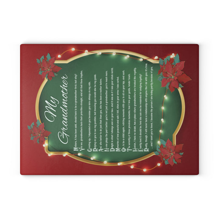 My Grandmother Acrostic Poem Glass Cutting Board - Poinsettias