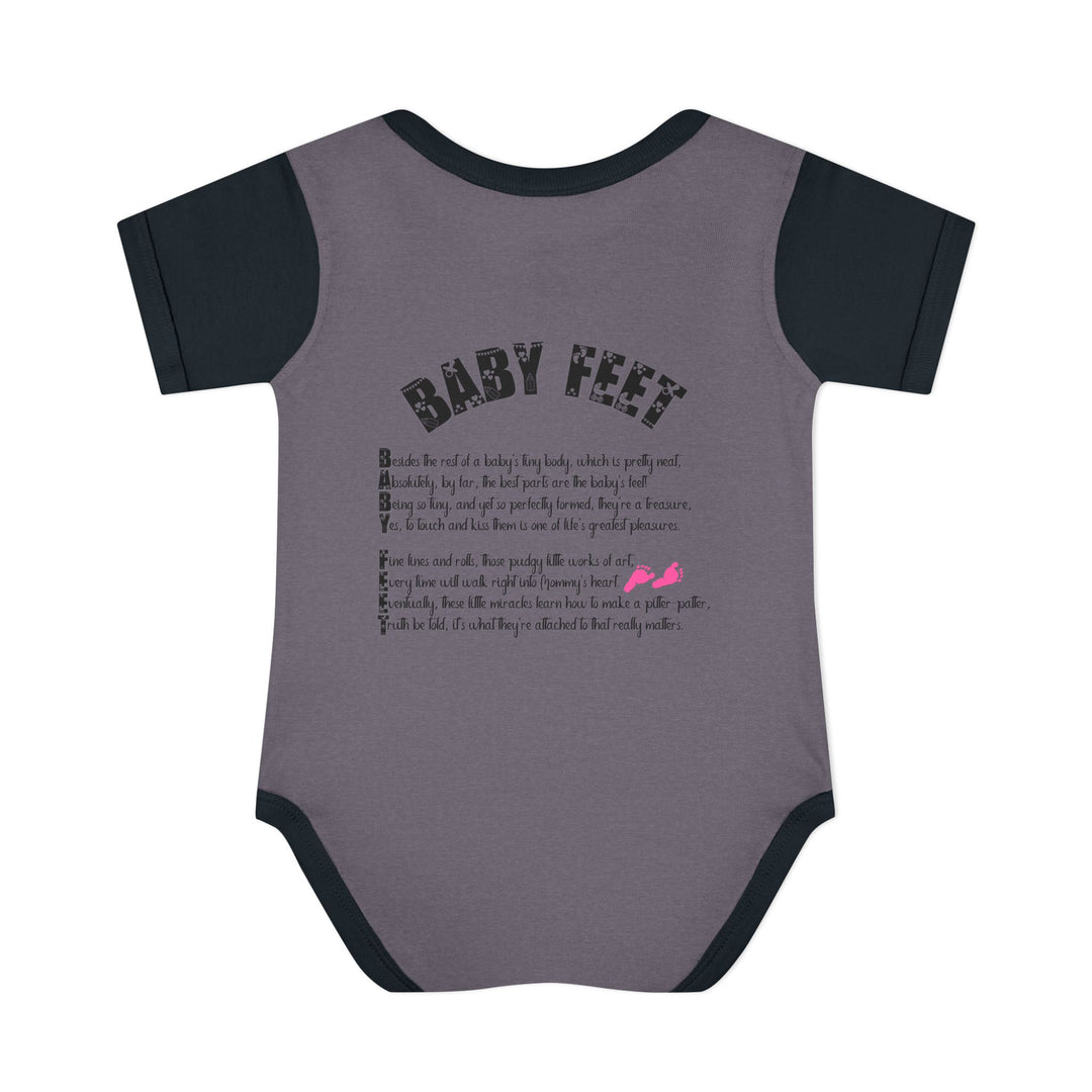 Baby Steps "Baby Feet" Acrostic Poem Bodysuit - Pink Footprints