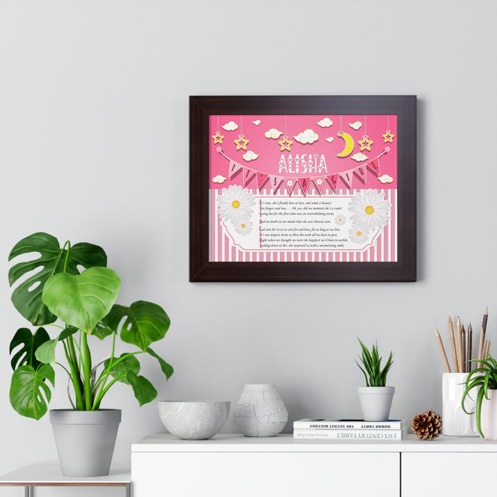 Baby Steps Framed Print Collection - Pink Stripes - "It's a Girl" Personalized