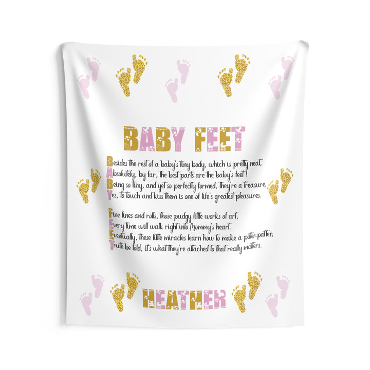 "Baby Feet" Acrostic Poem Baby Shower Backdrop - Pink and Gold - Personalized