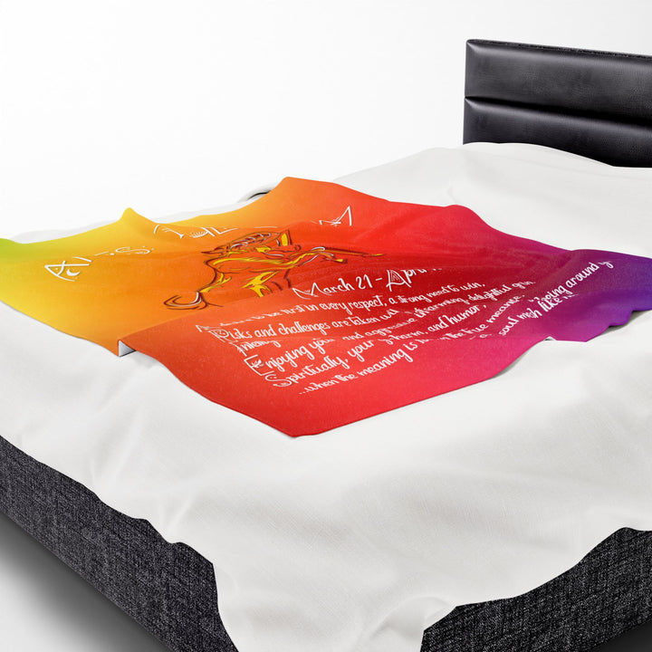 Aries Acrostic Poem Velveteen Plush Blanket  - Colorful