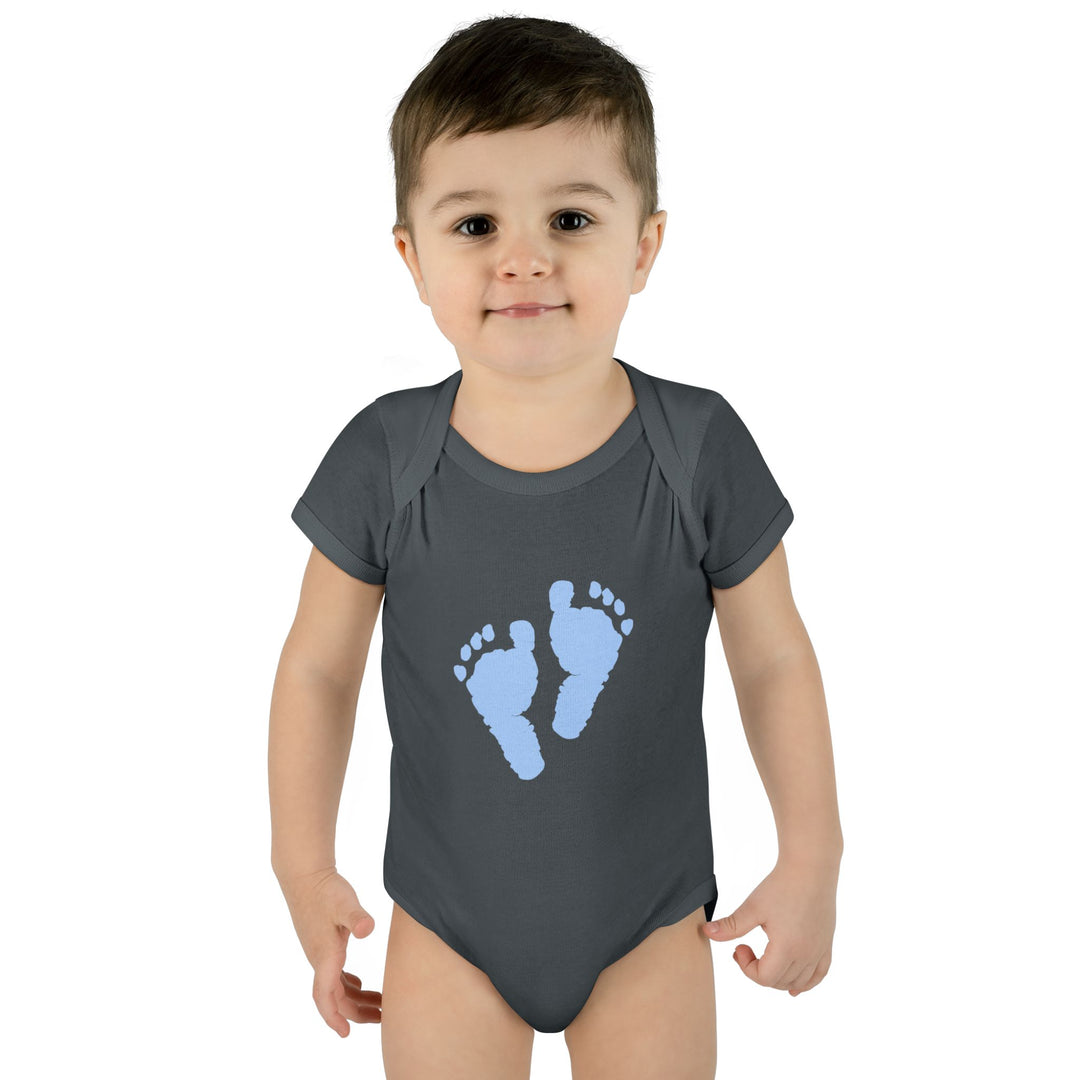 Baby Feet Acrostic Poem Baby Bodysuit - Blue Footprints