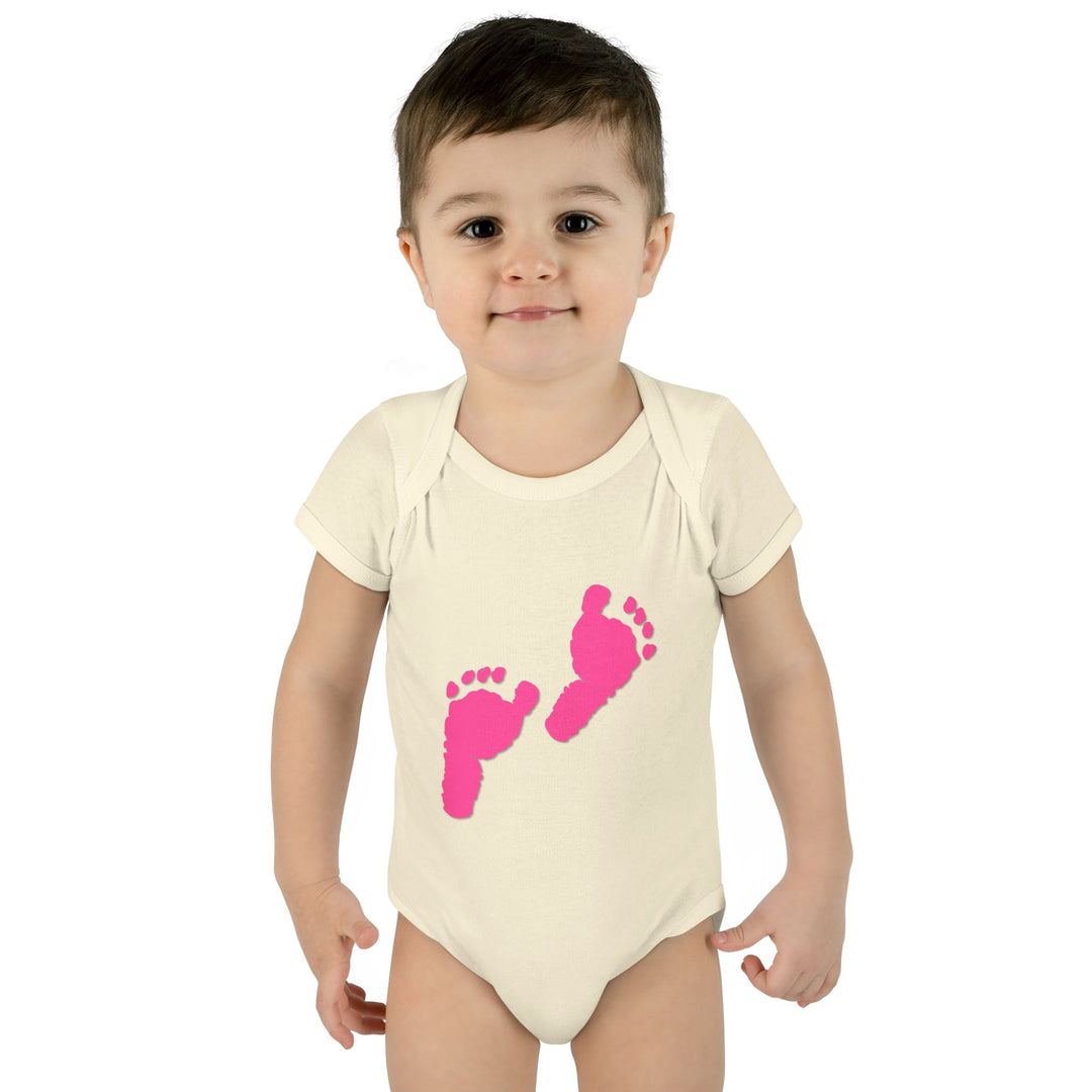 Baby Steps "Baby Feet" Acrostic Poem Bodysuit - Pink Footprints