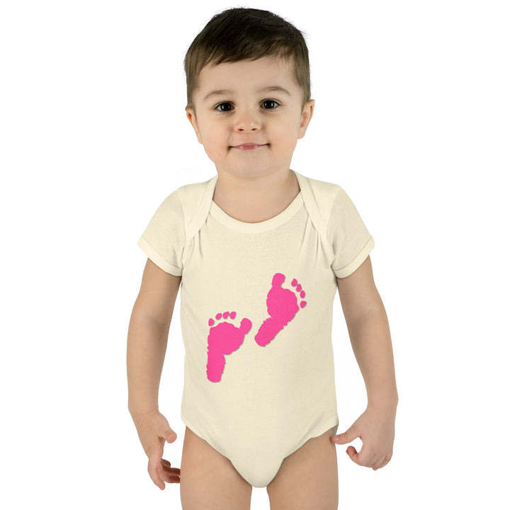 Baby Steps "Baby Feet" Acrostic Poem Bodysuit - Pink Footprints