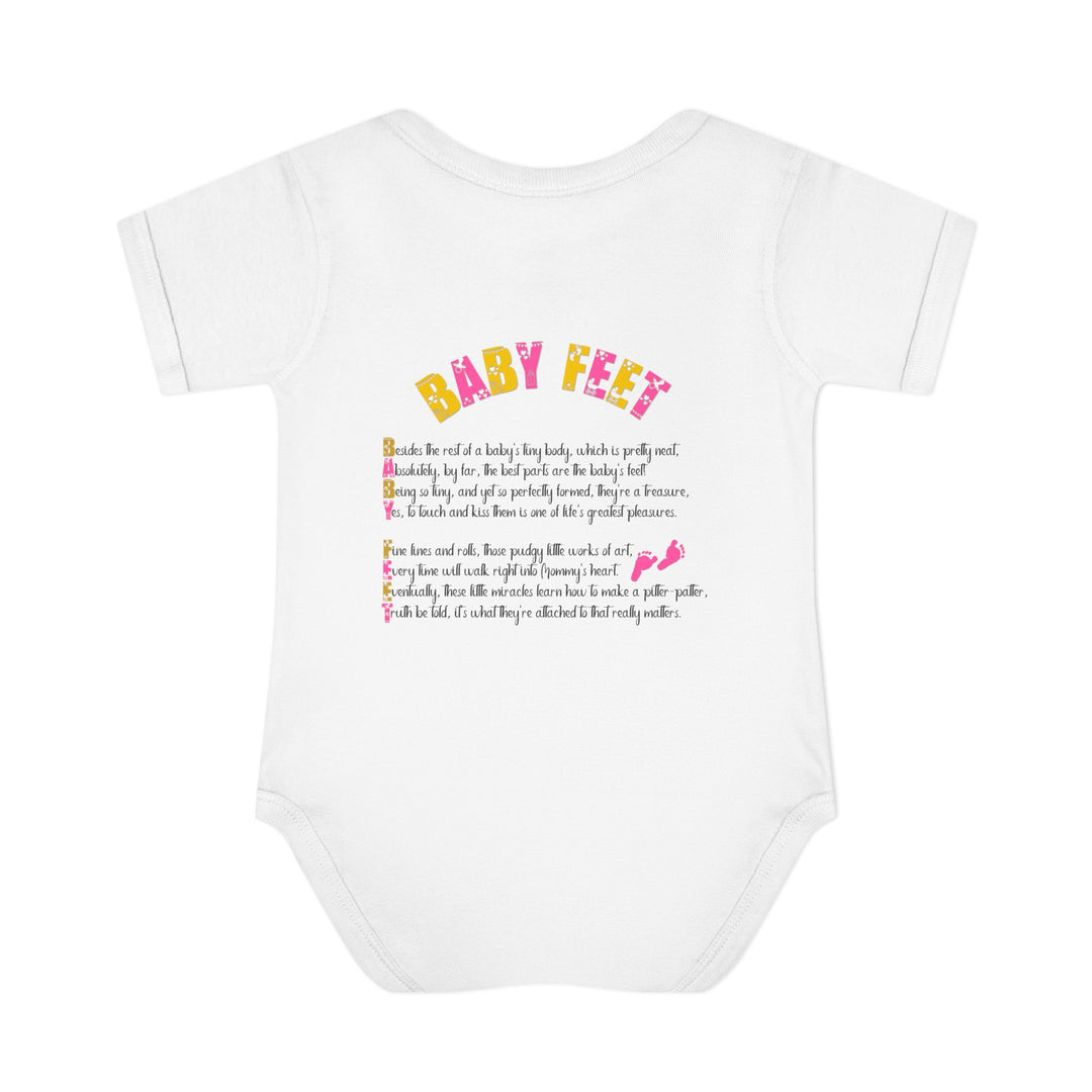 Baby Feet Acrostic Poem Bodysuit - Pink Footprints