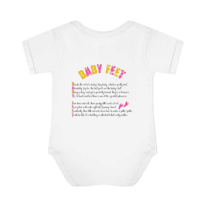 Baby Feet Acrostic Poem Bodysuit - Pink Footprints