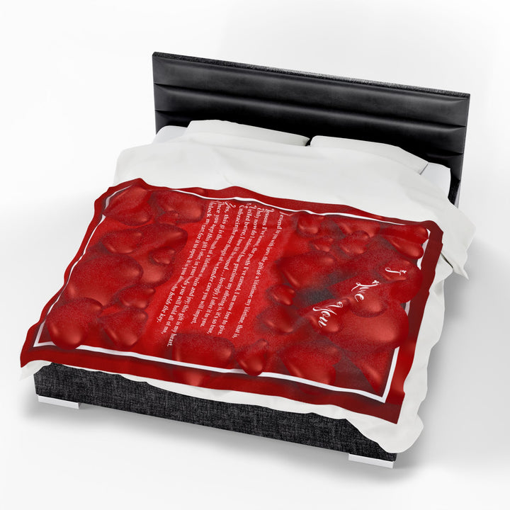I Love You Acrostic Poem Velveteen Plush Blanket - Red