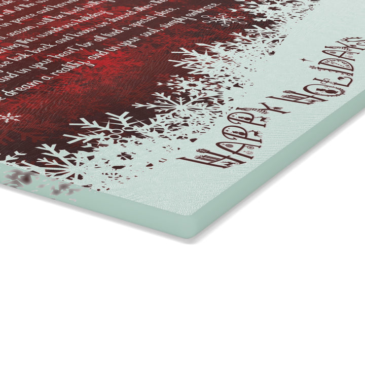 Happy Holidays Holidays Acrostic Poem Glass Cutting Board - Red - 2