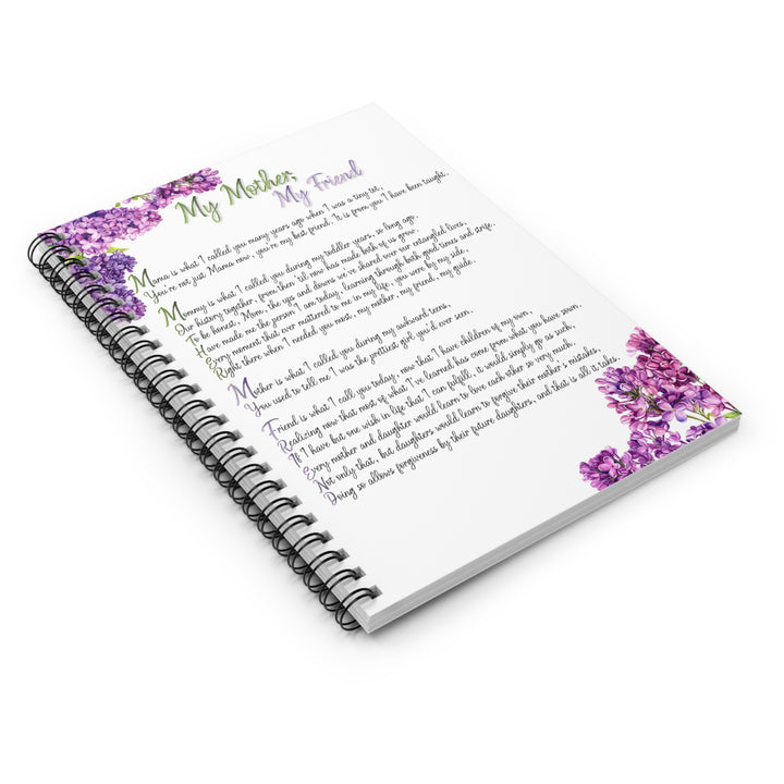 My Mother, My Friend Acrostic Poem Spiral Notebook - Soft Flowers