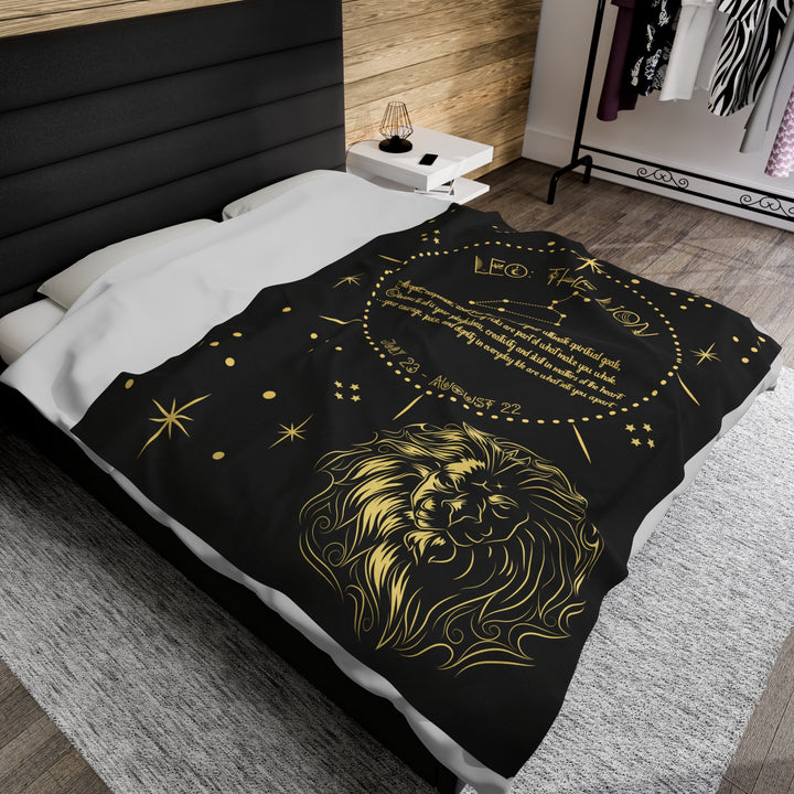 Written in the Stars Velveteen plush blanket with acrostic poem spelling out "Leo"