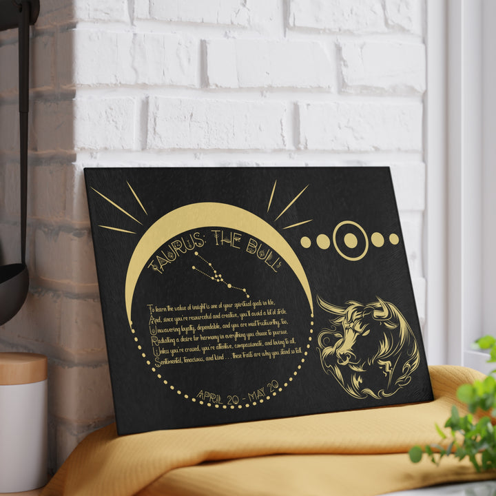 Taurus Acrostic Poem Glass Cutting Board