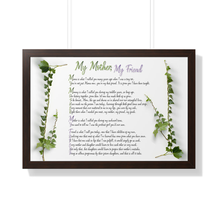 "My Mother, My Friend" Framed Acrostic Poem Print - Soft
