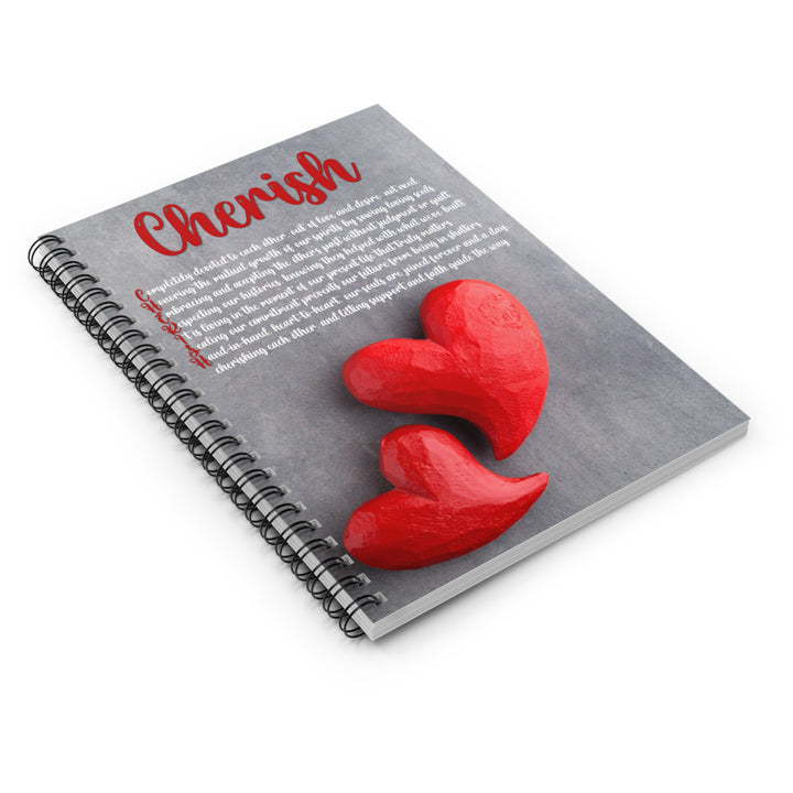 Cherish Acrostic Poem Spiral Notebook - Red Wooden Hearts