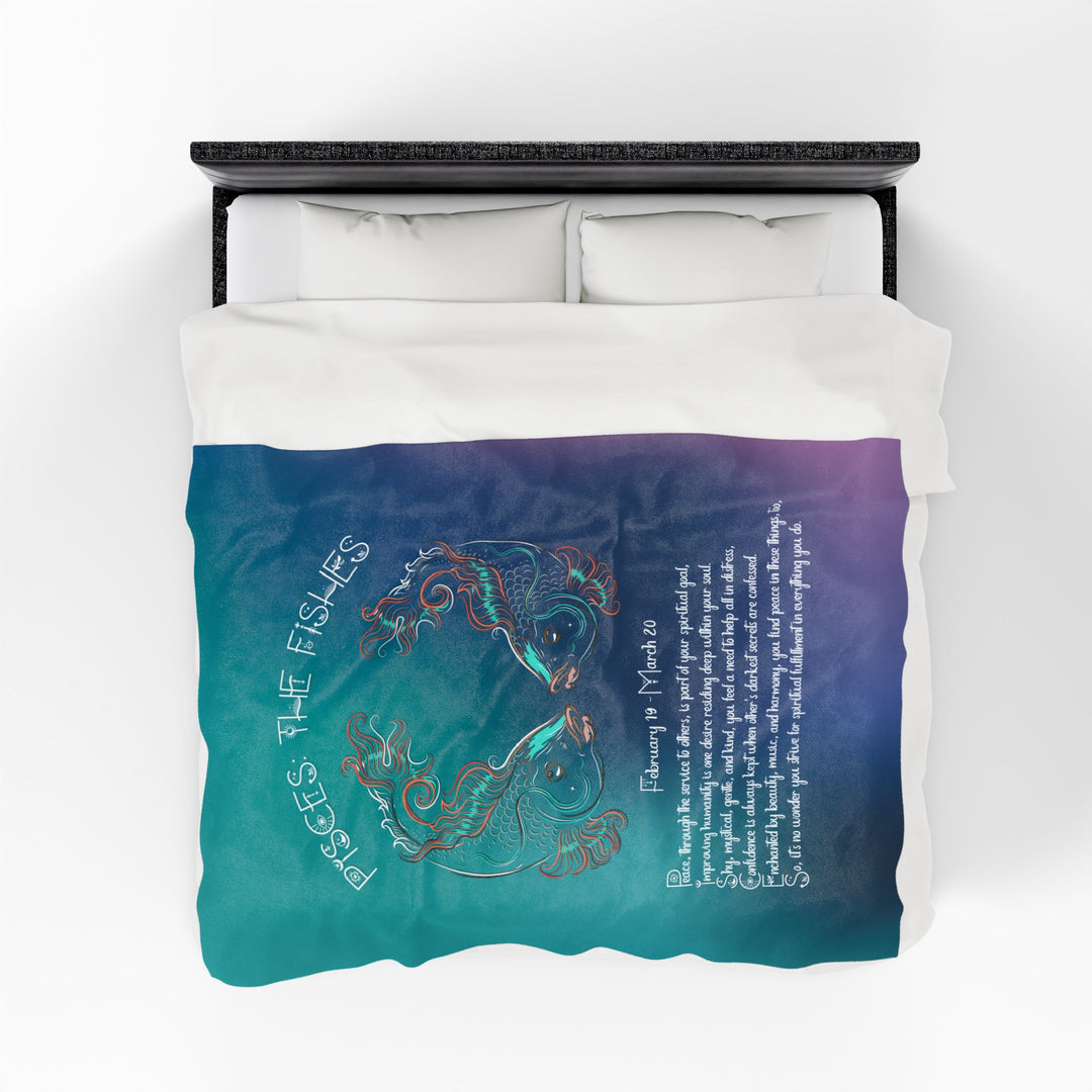 Pisces Acrostic Poem Velveteen Plush Blanket - Colored