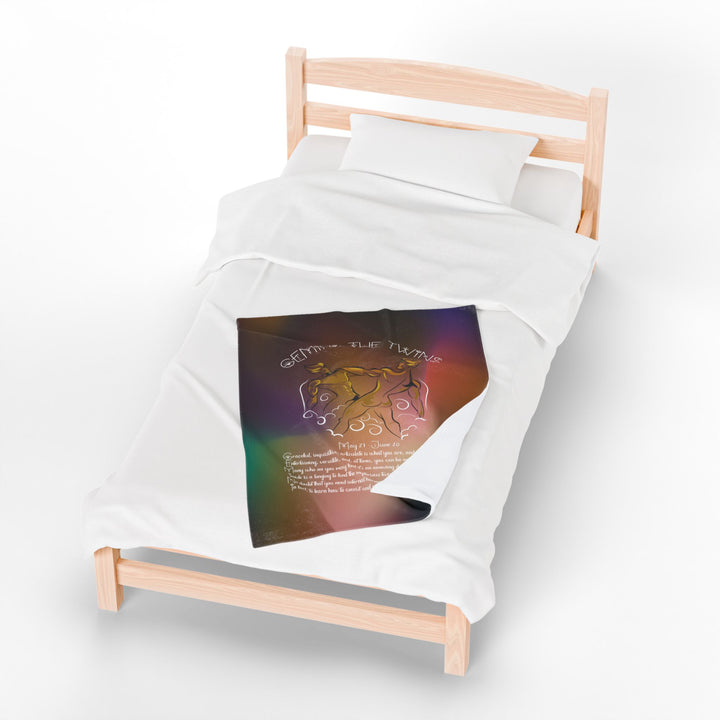 Gemini Acrostic Poem Velveteen Plush Blanket - Colored