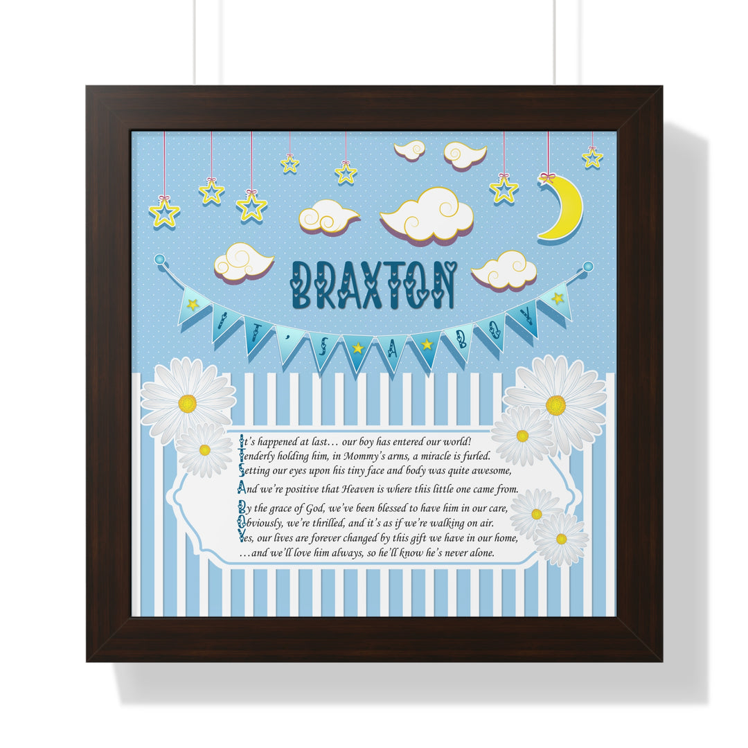 Baby Steps "It's a Boy" Framed Print Collection - Blue Stripes - Personalized