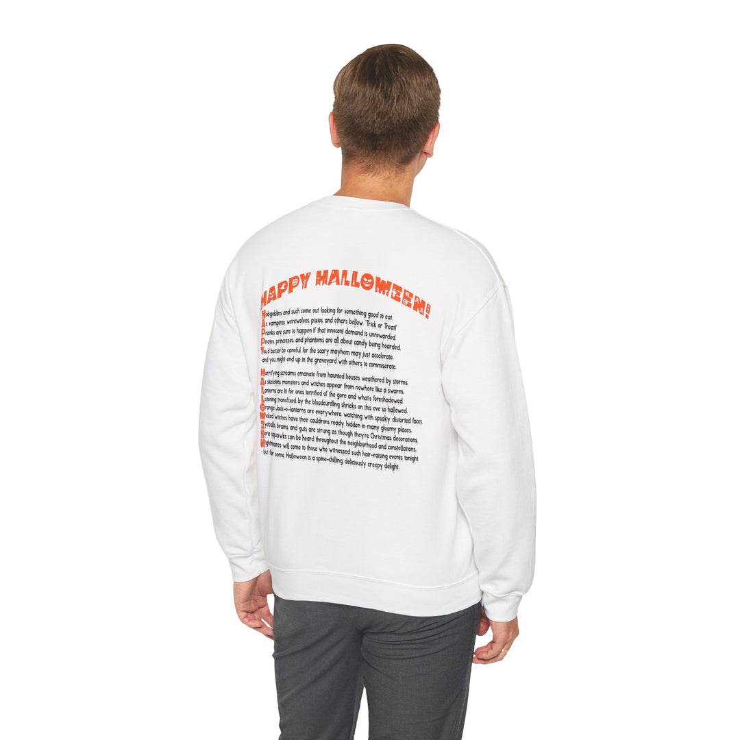 Happy Halloween Acrostic Poem Sweatshirt - "Rock On" Hand and Zombies