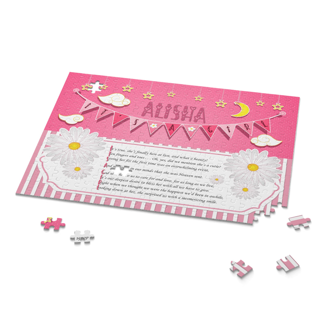 It's a Girl Acrostic Poem Puzzle - Stripes and Polka Dot Design - Personalized