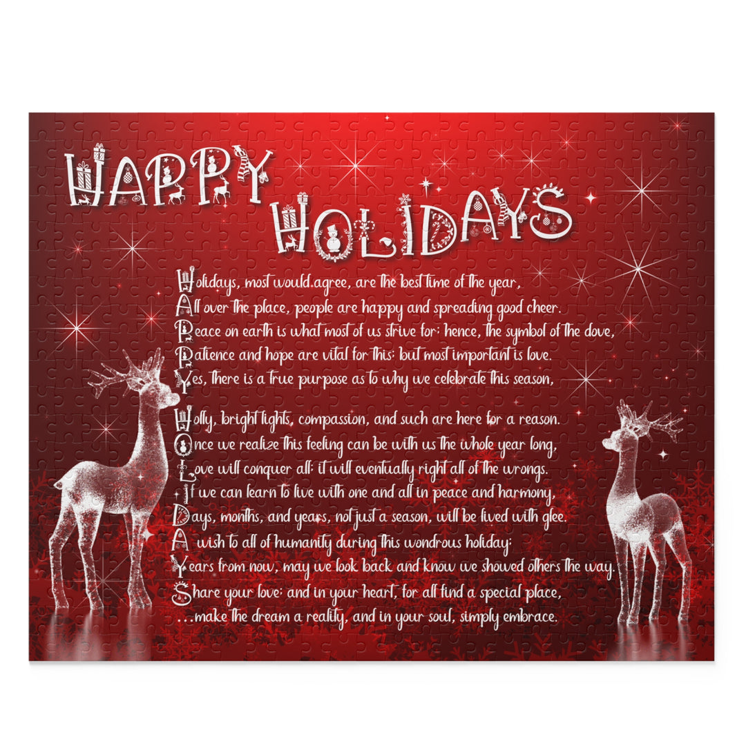 Happy Holidays Acrostic Poem Puzzle - Deer and Ice
