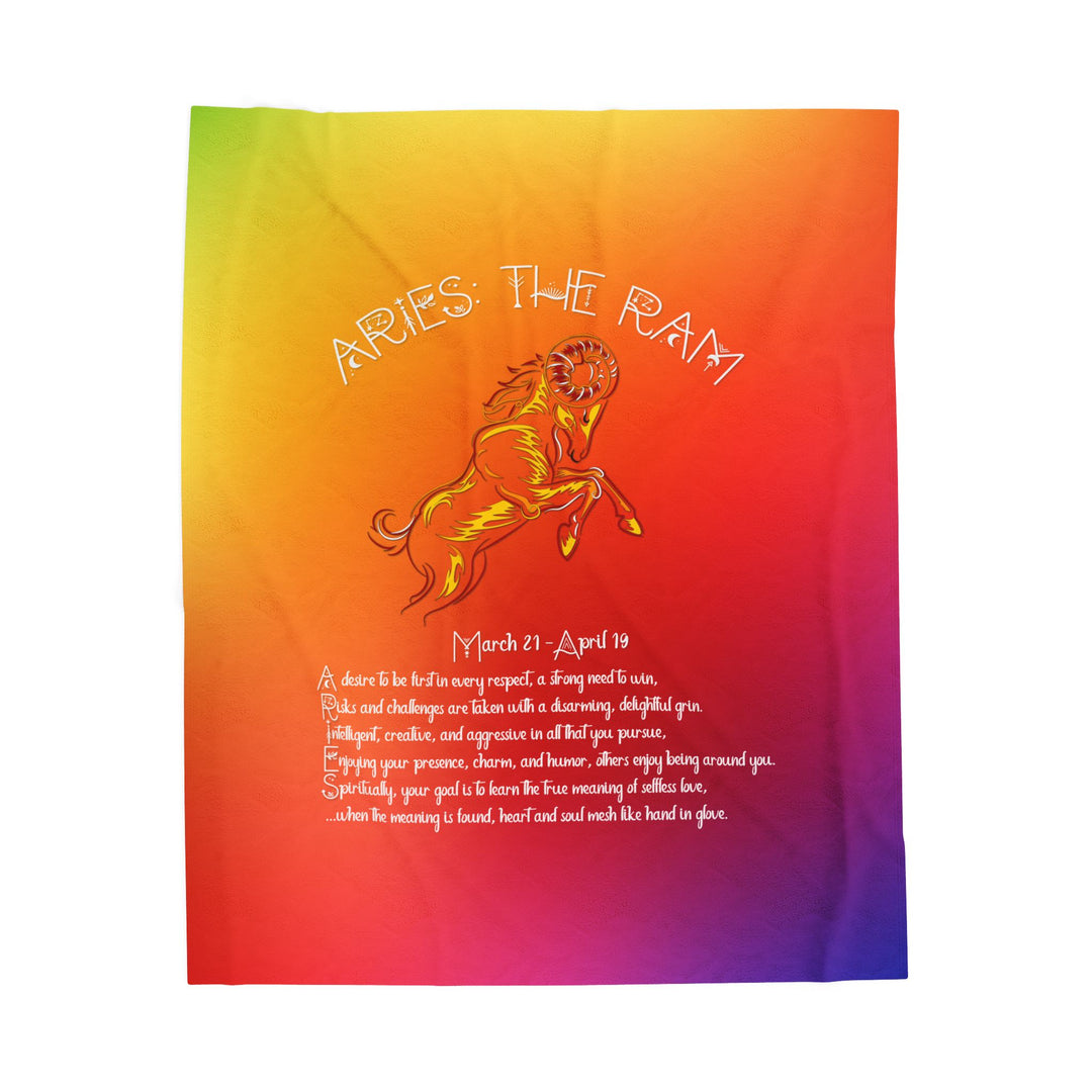 Aries Acrostic Poem Velveteen Plush Blanket - Colored