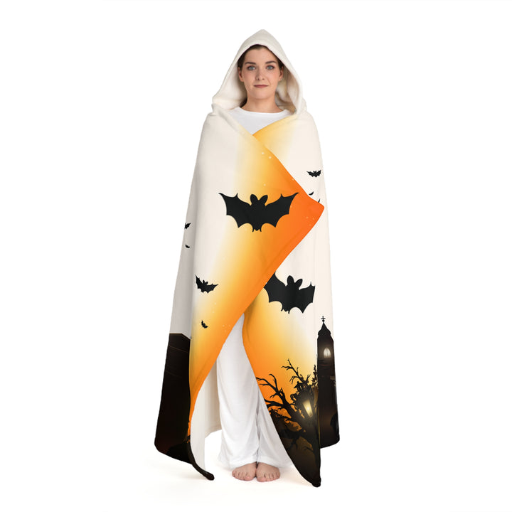 It's Just a Phrase Hooded Sherpa Fleece Blanket "Happy Halloween" - Haunted House