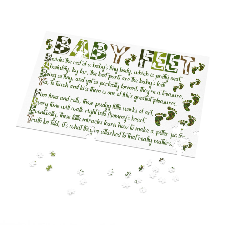 Baby Feet Acrostic Poem Jigsaw Puzzle - Camo - Tin Box - No Personalization