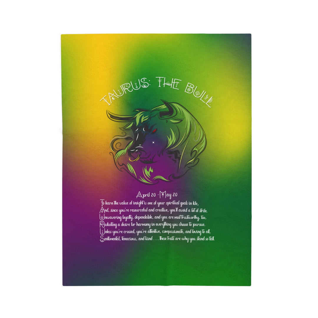 Taurus Acrostic Poem Velveteen Plush Blanket - Colored