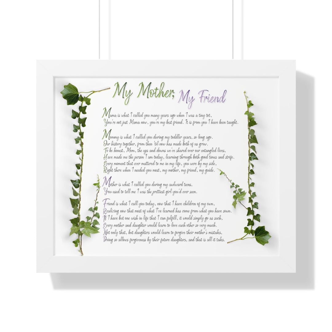 It's Just a Phrase "My Mother, My Friend" Framed Acrostic Poem Print