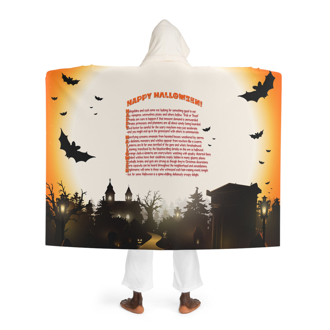 It's Just a Phrase Hooded Sherpa Fleece Blanket "Happy Halloween" - Haunted House