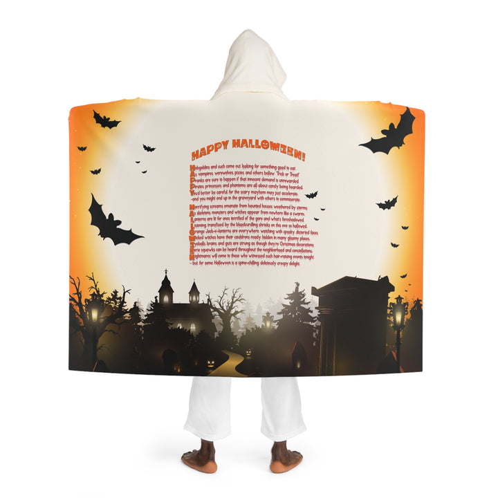 It's Just a Phrase Hooded Sherpa Fleece Blanket "Happy Halloween" - Haunted House