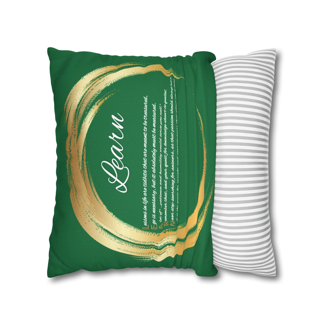 "Learn" Acrostic Poem Pillow Cover from "Learn, Lead, Believe" Collection - Green