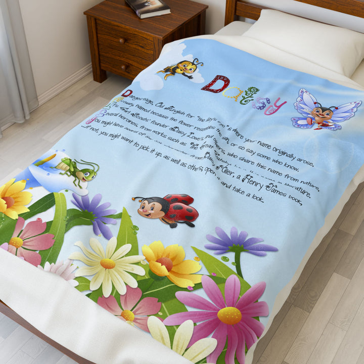 Namesakes Acrostic Poem Velveteen Plush Blanket - Flowers-Insects