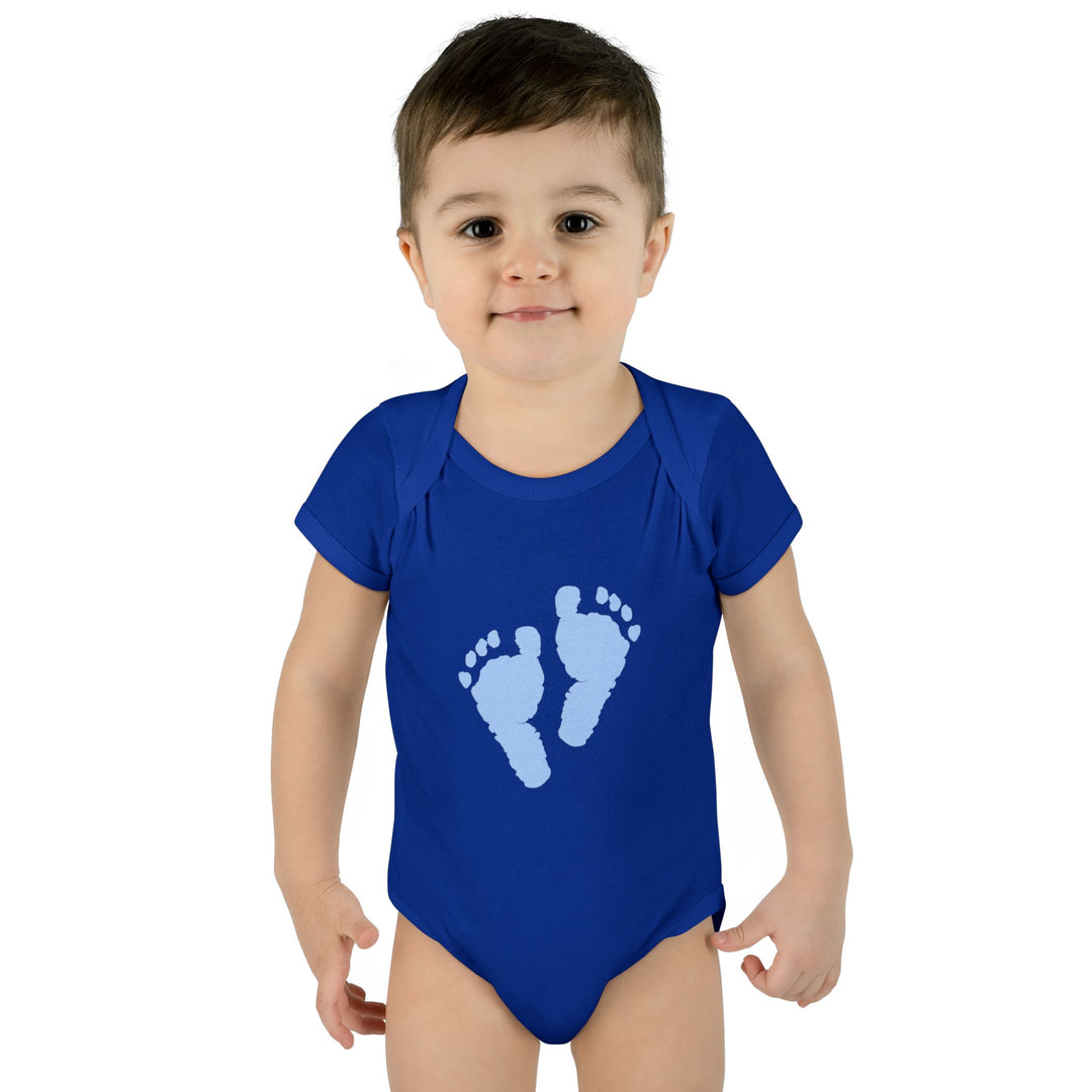 Baby Feet Acrostic Poem Baby Bodysuit - Blue Footprints