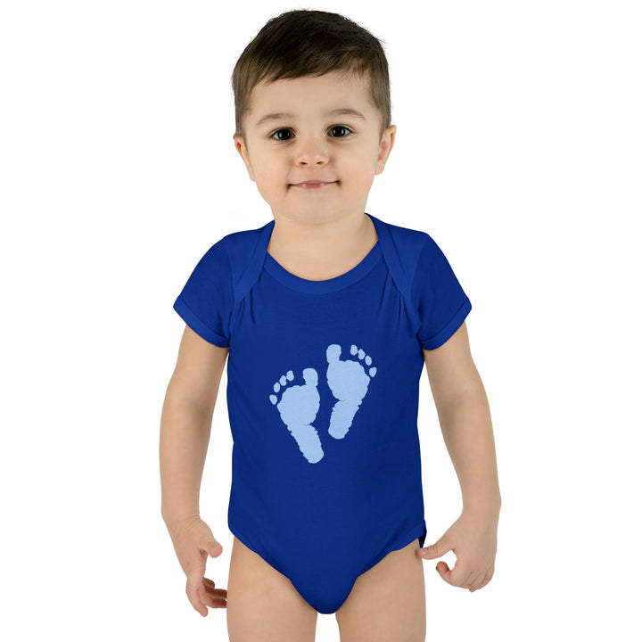 Baby Feet Acrostic Poem Baby Bodysuit - Blue Footprints
